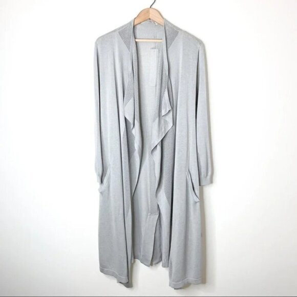 Anthropologie One Grey Day Vesper Cardigan Sweater Belted Duster Draped Gray XS - Picture 4 of 15